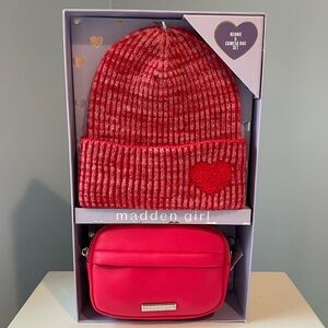 NWT MADDEN GIRL Red Beanie and Camera Bag Set